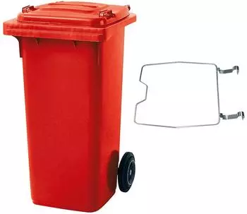 BRB MGB M&uuml;lltonne 120L mit Klemmring f&uuml;r M&uuml;lls&auml;cke, Rot