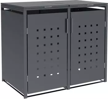 DEGAMO M&uuml;lltonnenbox TRIER f&uuml;r 2x 120/240L, Stahl anthrazit (10192)