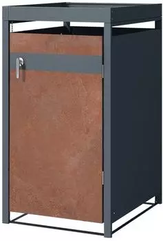 ML-Design Mülltonnenbox 1er mit Pflanzdach 240L, Stahl, Rost-Optik, 68x80x124cm