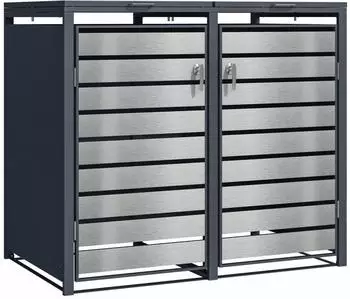 Phoenix Series GB Mülltonnenbox Doppel, galvanisierter Stahl, silber (GB2213ASK)