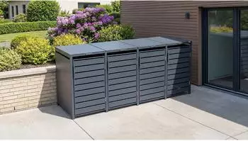 Weka Gary M&uuml;lltonnenbox f&uuml;r 4 M&uuml;lltonnen, Metall pulverbeschichtet, anthrazit, 265x80x116cm (40210659-0)