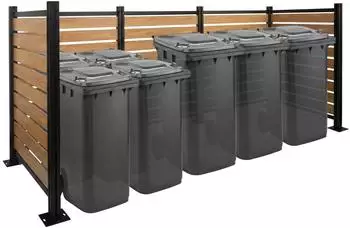 MCW M&uuml;lltonnen-Zaun K57 Holzoptik erweiterbar 130x300x110cm hellbraun (800001510728)