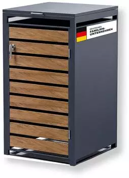 Metzler Mülltonnenbox 1x240L Holzoptik anthrazit, abschließbar (MMB-3-1X)