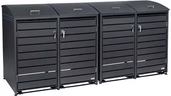 Zelsius M&uuml;lltonnenbox 4er mit abgerundetem Deckel, anthrazit RAL7016, 120-240L