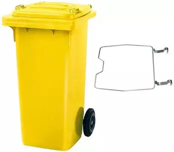 BRB MGB Mülltonne 120L mit Klemmring für Müllsäcke, gelb