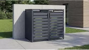 Weka Gary Mülltonnenbox Metall anthrazit, 2 Mülltonnen, 132x80x116cm