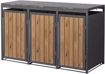 ML-Design Mülltonnenbox für 3 Mülltonnen 240L, Metall, hellbraun (490018429)