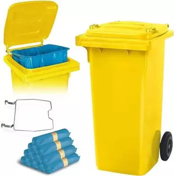 BRB Mülltonne 120L mit Müllsackhalter, gelb (74998)