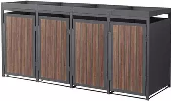 ML-Design Mülltonnenbox mit Pflanzdach für 4 Tonnen, Metall, dunkelbraun (490018438)
