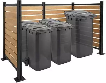 MCW K57 Mülltonnen-Zaun Holzoptik, Aluminium, hellbraun, 206x130x110cm (800001510727)
