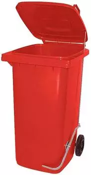 BRB M&uuml;lltonne 120L mit Fu&szlig;pedal, rot (52404)