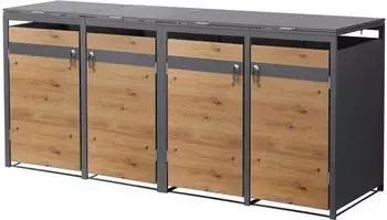 ML-Design Mülltonnenbox für 4 Mülltonnen 240L, Stahl, anthrazit Holzoptik (490014959)