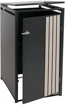 Proregal 1er-M&uuml;lltonnenverkleidung Mit Deckel 122x68x84 cm Holzoptik Hell Anthrazit