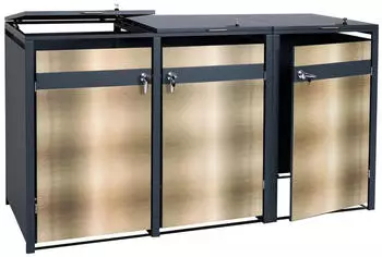Proregal Mülltonnenbox 3er 117x200x80cm Anthrazit Gold