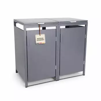 Albatros M&uuml;lltonnenbox 2er Hauswand, Metall anthrazit, 120-240L (4878)