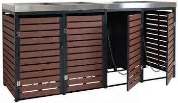 Proregal 4er Mülltonnenverkleidung Mit Pflanzkasten 124x265x84 cm Walnuss-Holzoptik