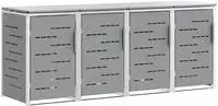 vidaXL M&uuml;lltonnenbox for 4 Bins 240L Edelstahl Grau