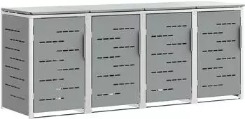 vidaXL M&uuml;lltonnenbox f&uuml;r 4 Tonnen 240L, Edelstahl, grau (3422245)