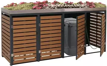 Proregal 4er Mülltonnenverkleidung 124x265x84 cm Teak-Optik