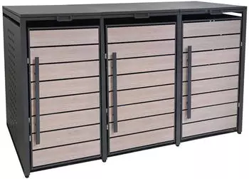 osoltus Metall Mülltonnenbox 3er 196 x 118 cm BoxyWood Anthrazit