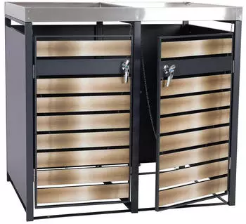 Proregal M&uuml;lltonnenbox 2er Mit Pflanzkasten 125x132x80cm Anthrazit Gold Erweiterbar