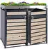 Proregal Mülltonnenbox 2er Mit Pflanzkasten 125x132x80cm Anthrazit Buche-Holzoptik Erweiterbar
