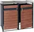 Proregal Mülltonnenbox 2er Mit Pflanzkasten 125x132x80cm Anthrazit Kirsche-Holzoptik Dunkelbraun Erweiterbar
