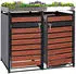 Proregal Mülltonnenbox 2er Mit Pflanzkasten 125x132x80cm Anthrazit Kirsche-Holzoptik Erweiterbar