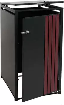 Proregal 1er-M&uuml;lltonnenverkleidung Mit Deckel 122x68x84 cm Holzoptik Dunkel Anthrazit