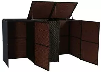 Proregal 3er-M&uuml;lltonnenverkleidung 110x195x66 cm Poly-Rattan 3x120L Braun
