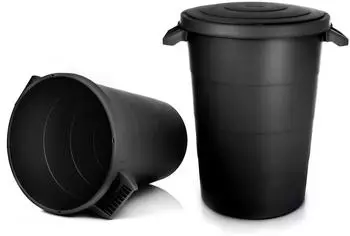 BigDean Universaltonne mit Deckel und 2 Tragegriffen, schwarz, 80L, 2er-Set (800944)