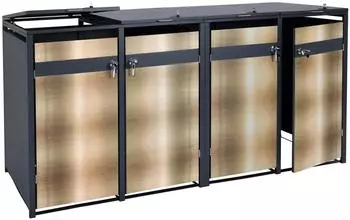 Proregal Mülltonnenbox 4er 117x264x80cm Anthrazit Gold