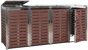 Proregal 4er Mülltonnenverkleidung 120x264x85 cm Walnuss-Holzoptik