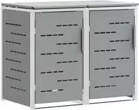 vidaXL M&uuml;lltonnenbox for 2 Bins 240L Edelstahl Grau