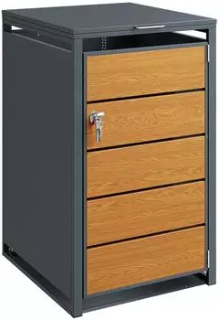 SoBuy Mülltonnenbox Einzelbox 240L verzinkter Stahl mit Metallschloss (OGS63-N)