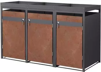 ML-Design Mülltonnenbox 3er Pflanzdach 200x80x116,3cm Anthrazit-Rost