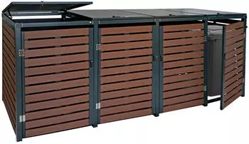 Proregal 4er Mülltonnenverkleidung 119x264x84 cm Walnuss-Holzoptik