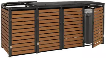 Proregal 4er Mülltonnenverkleidung 119x264x84 cm Teak-Optik