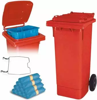 BRB Mülltonne 80L mit Müllsackhalter, rot (74991)