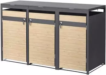 ML-Design Mülltonnenbox 3er 200x80x116,3 cm Anthrazit-Lärchenoptik