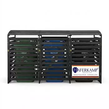Proregal Arkade Mülltonnenbox 3er, Holz anthrazit, 240L (RSW11-02)