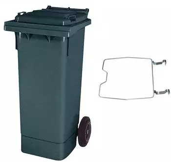 BRB MGB Mülltonne 80L mit Klemmring für Müllsäcke, grau