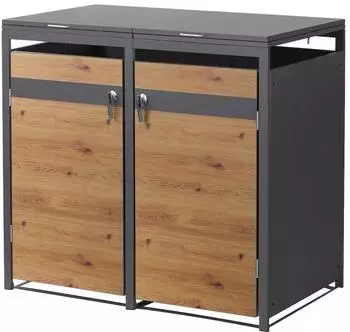 ML-Design Mülltonnenbox 2 x 240 L 132x80x116,3cm Anthrazit-Eichenoptik