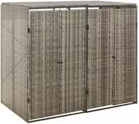 vidaXL M&uuml;lltonnenbox f&uuml;r 2 Tonnen Grau 140x80x117 cm Poly Rattan