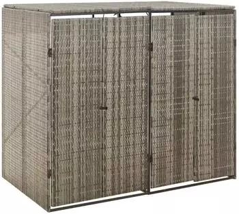 vidaXL Mülltonnenbox für 2 Tonnen, Poly Rattan, Metall