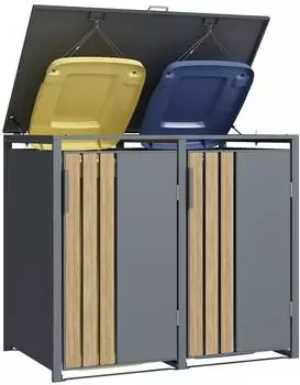 Home Deluxe Mülltonnenbox KANTO Holzoptik 2x240L