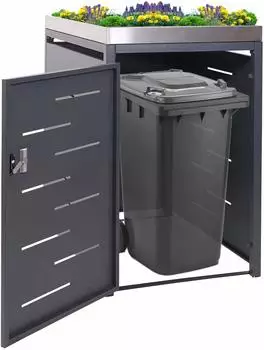 Mendler HWC-H40 Mülltonnenbox mit Pflanzkasten, Edelstahl-Metall, 125x69x84cm (73374)