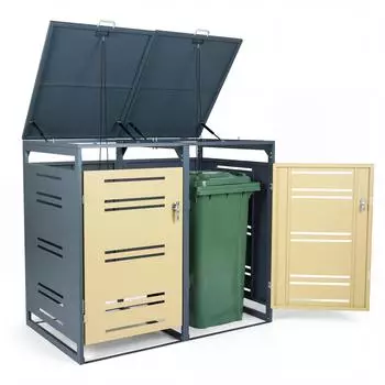 Costway Mülltonnenbox für 2x120L, Metall, abschließbar (SF6865KI+)