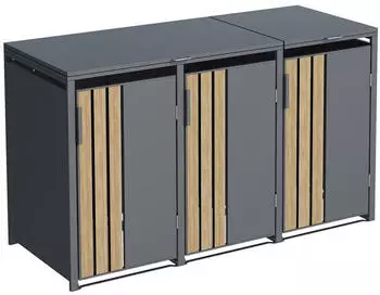 Home Deluxe Mülltonnenbox KANTO Holzoptik 3x240L