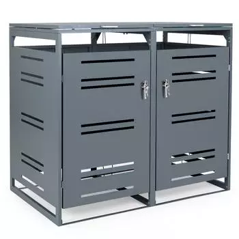 Costway Mülltonnenbox 2x120L, Metall, abschließbar (SF6865SD+)